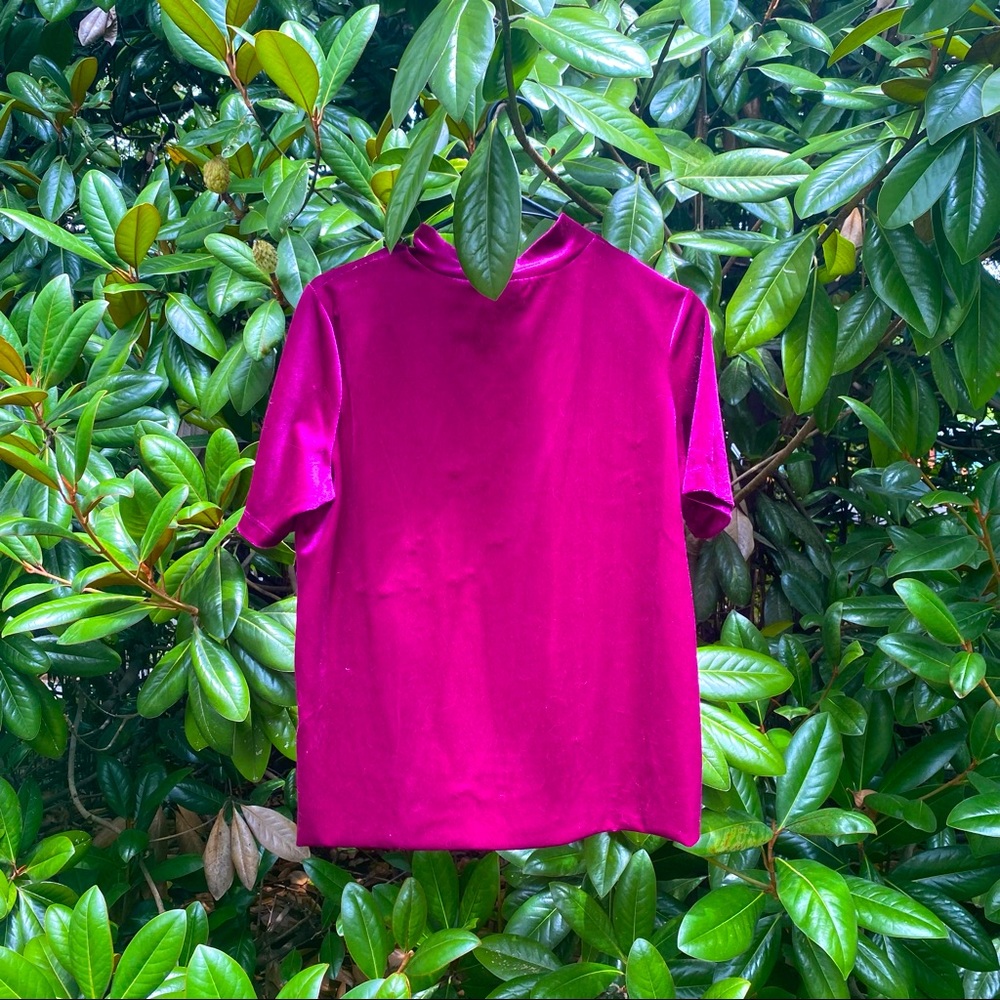 Zara Trafaluc magenta velvet mock neck top